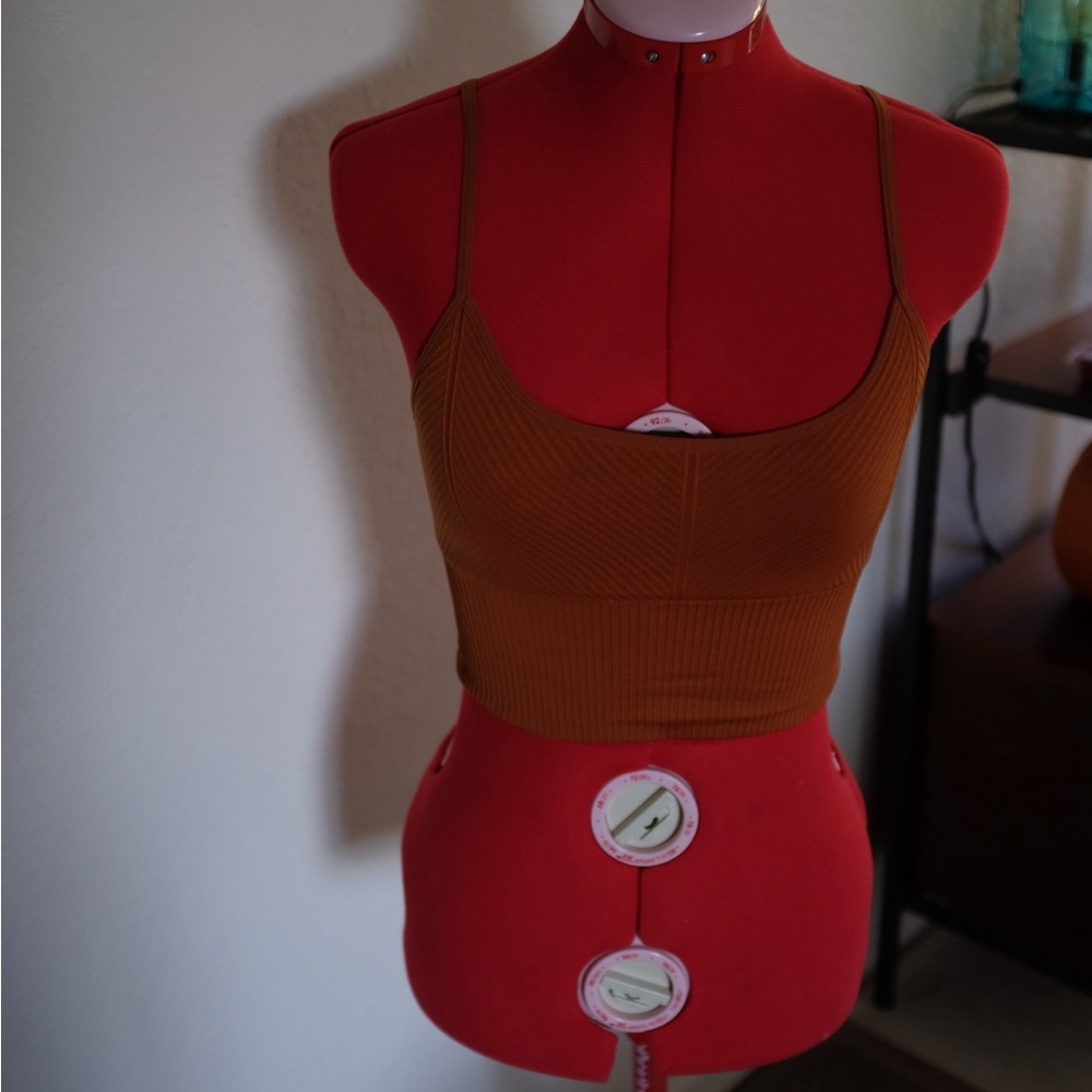 Women's Orange Ribbed Crop Top